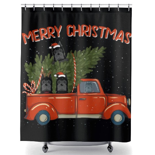 Cane Corso Xmas Vintage Red Pickup Retro Truck Shower Curtains