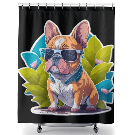Frenchie Flower Splash Shower Curtains