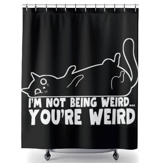 Funny Cat Meme I'm Not Being Weird You're Weird Shower Curtains
