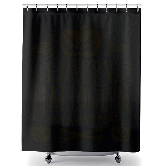 Happy Halloween Pumpkin Trick Or Treat Spider Shower Curtains