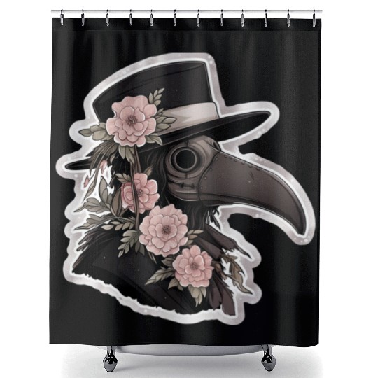 Cute Floral Plague Doctor Shower Curtains