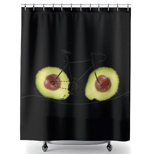 Fruity Bicycle Avocado Lover Mtb Biker Shower Curtains