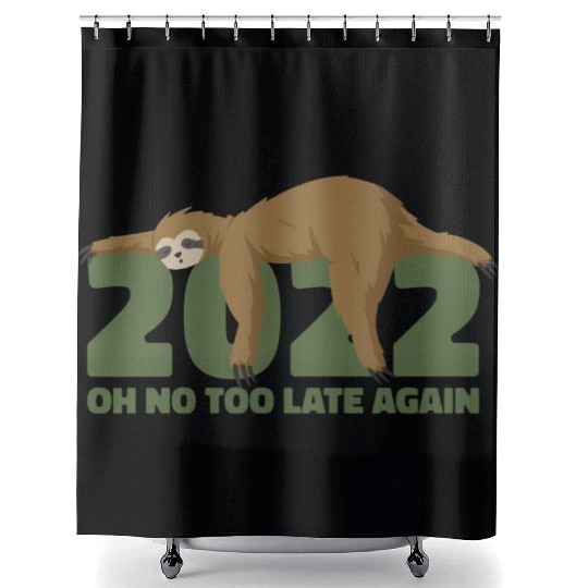 Sleeping Sloth Newyear Shower Curtains