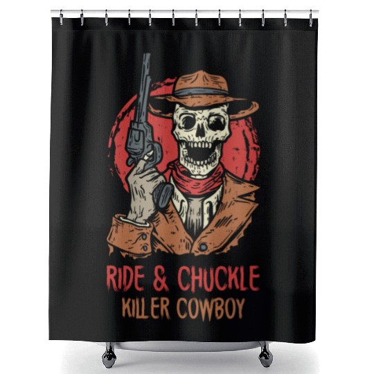 Spooky Horror Western Cowboy Rider Rodeo Country Shower Curtains