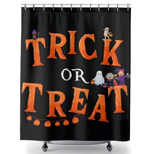 Trick or Treat kids,ghost,witch and vampire ,cat Shower Curtains