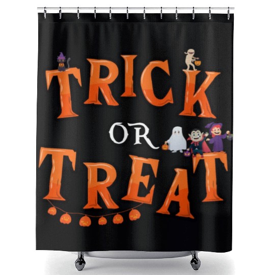 Trick or Treat kids,ghost,witch and vampire ,cat Shower Curtains