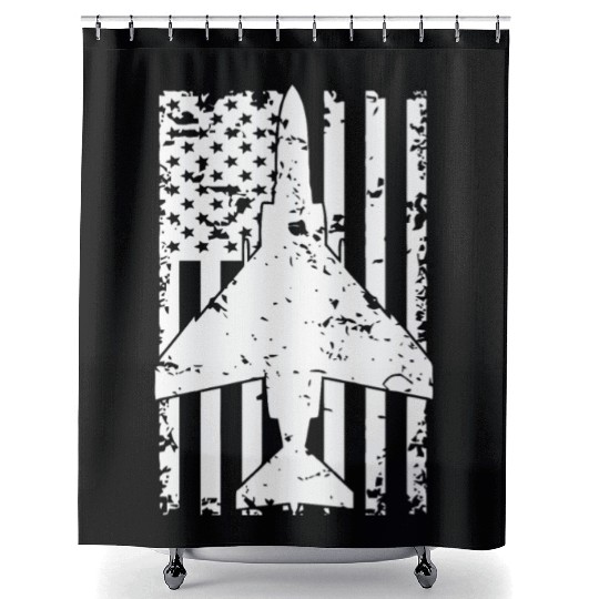 F 4 Phantom II Fighter Jet Patriotic Shower Curtains