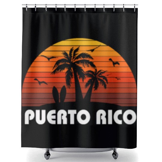 Retro Puerto Rico Sunset Cool Vintage Vacation Shower Curtains