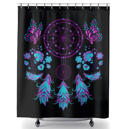 Butterfly Feather Jewelry Hippie Dream Catcher Shower Curtains