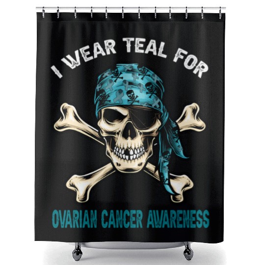 I Wear Teal For Ovarian Cancer Awreness Pirate Shower Curtains