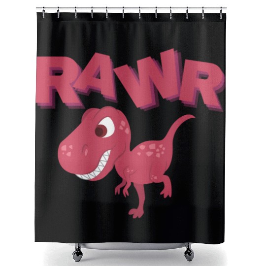 Rawr Cute Rex Dino Extinct Lover Tyrannosaurus Shower Curtains