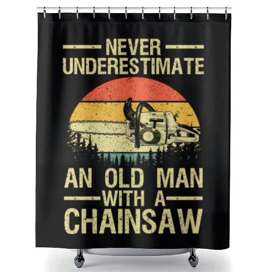 Lumberjack For Dad Logger Arborist Chainsaw Shower Curtains