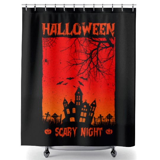 Halloween scary night Shower Curtains