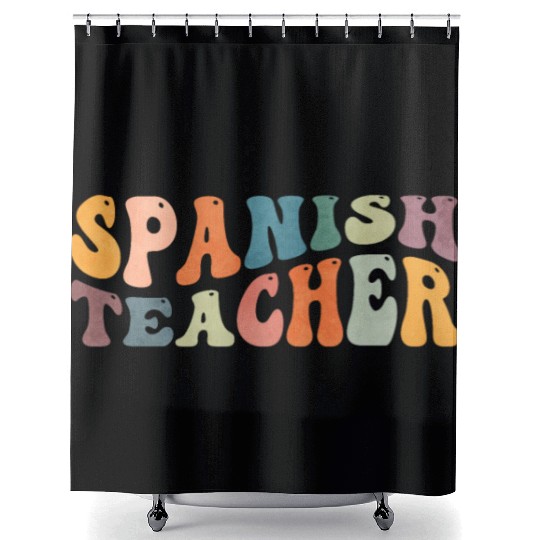 Groovy Spanish Teacher Maestra Bilingual Teaching Shower Curtains
