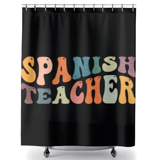 Groovy Spanish Teacher Maestra Bilingual Teaching Shower Curtains