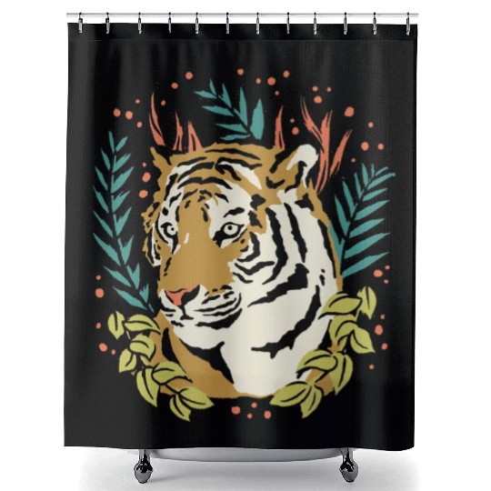 Flower Tiger Shower Curtains