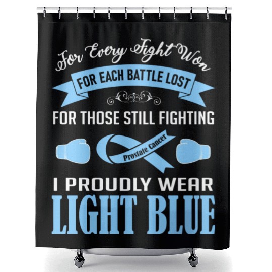 I Proudly Wear Light Blue Prostate Cancer Shower Curtains