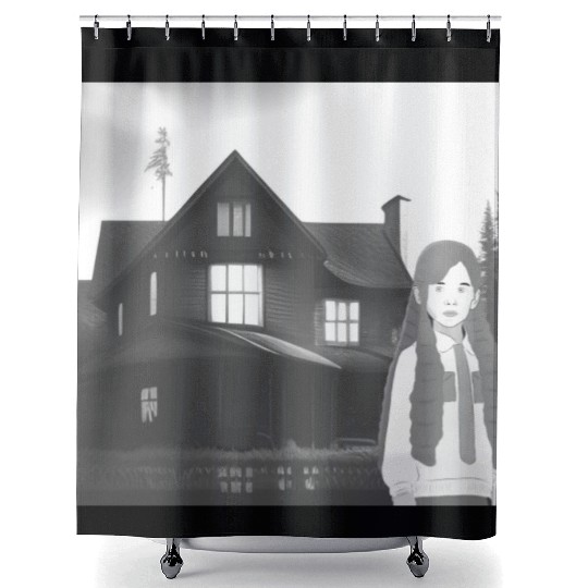 Is a haunted house??? (Black and white version) Shower Curtains