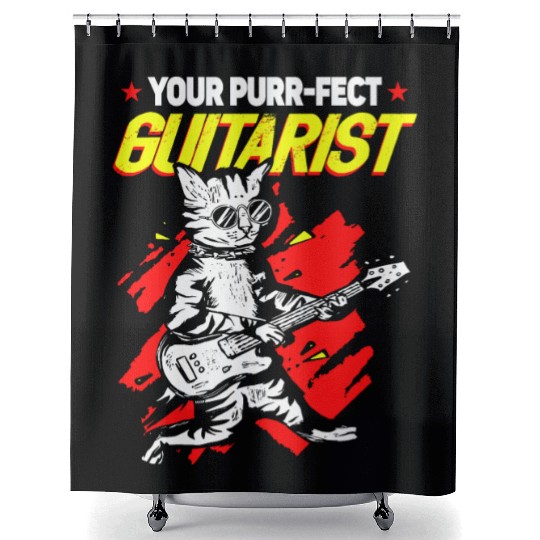 Your Purr-fect Guitarist Cat Musician Kitten Shower Curtains