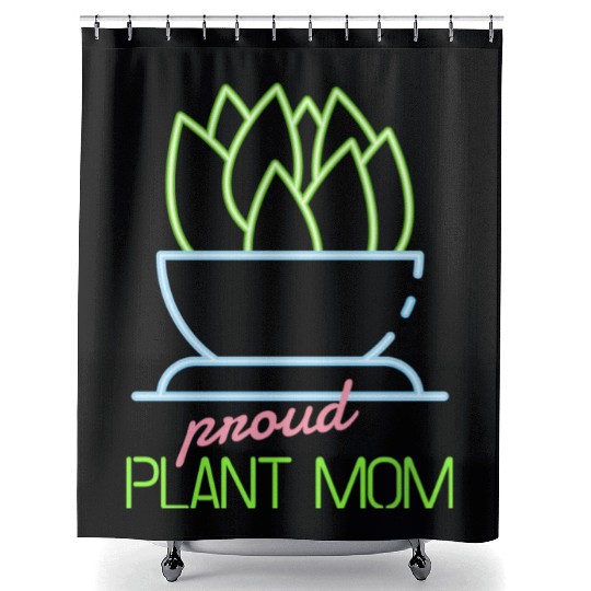 Proud Plant Mom Neon Style Shower Curtains