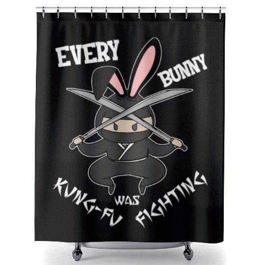 Easter Bunny Ninja Eggs Hunting Kung-Fu Rabbit Egg Shower Curtains