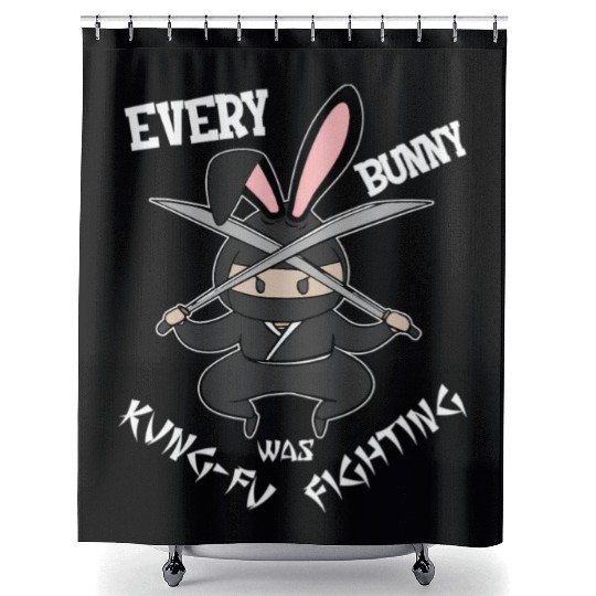 Easter Bunny Ninja Eggs Hunting Kung-Fu Rabbit Egg Shower Curtains