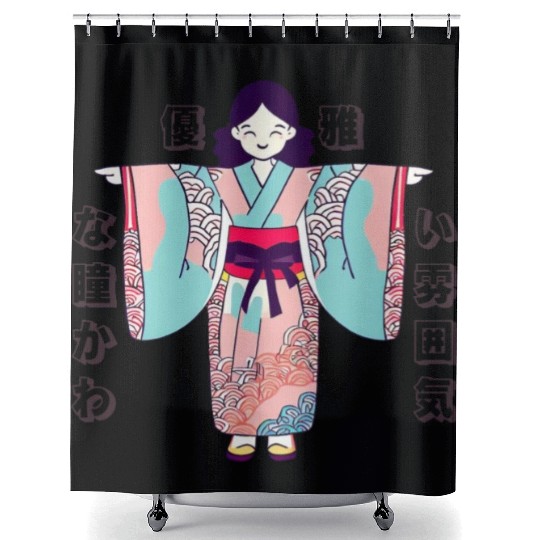 Kimono Kawaii Adorable Shower Curtains