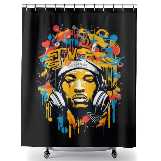Hip-hop, music, rap, rapper, sound, gift Shower Curtains