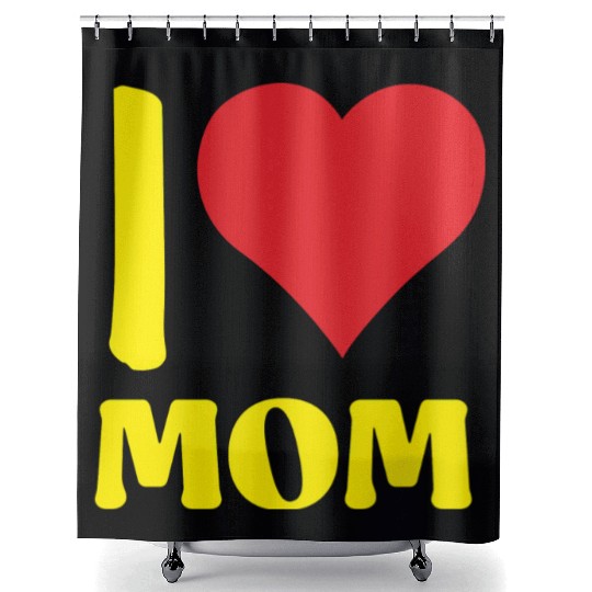 I Love Mom Yellow Shower Curtains