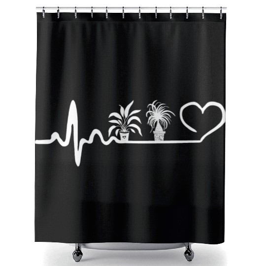 Plant Lover Heartbeat Potted Plants Shower Curtains