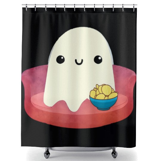 Couch Potato Ghost With Potato Chips Shower Curtains