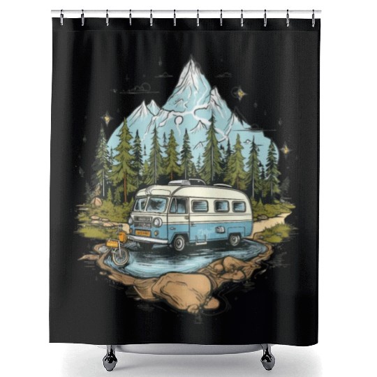 camping, nature, independent, gift Shower Curtains