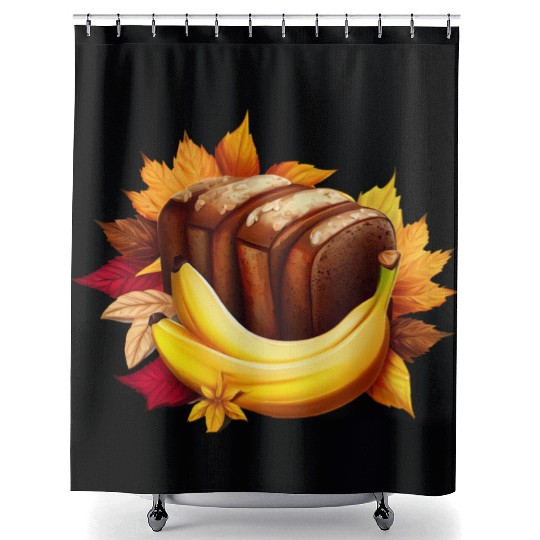 Autumnal Banana Bread: Delight Amidst Colorful Lea Shower Curtains