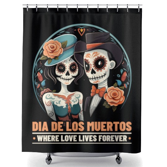 Dia De Los Muertos Sugar Skull Mexican Holiday Shower Curtains