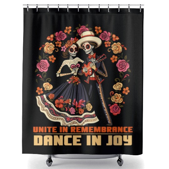 Dia De Los Muertos Sugar Skull Mexican Holiday Shower Curtains
