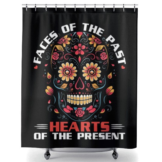 Dia De Los Muertos Sugar Skull Mexican Holiday Shower Curtains