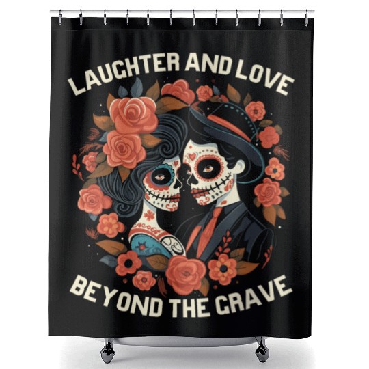 Dia De Los Muertos Sugar Skull Mexican Holiday Shower Curtains