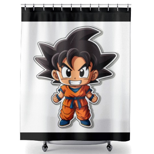 Goku Sticker Happy Bold Colors art toy style Shower Curtains