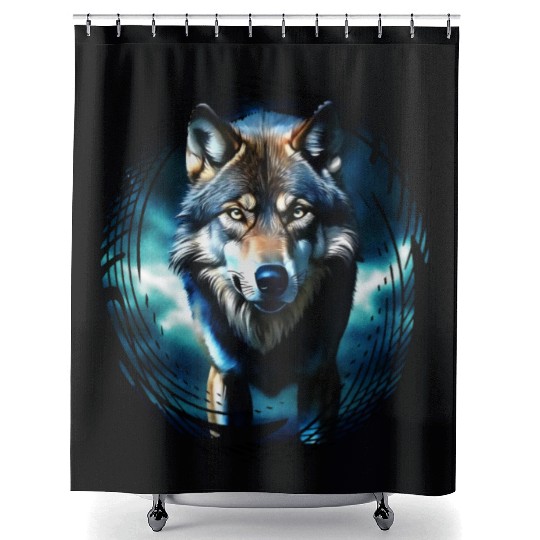 The Midnight Wolf Shower Curtains