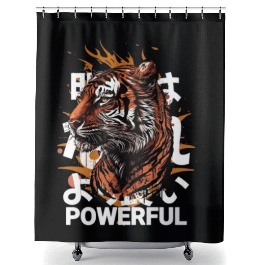 Powerful of tiger: Unique Ai tiger design Shower Curtains