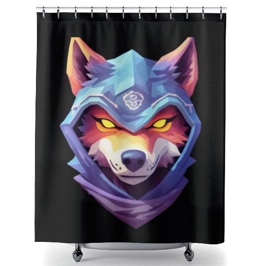 Hooded Alpha Wolf Ninja: Leader of the Night Shower Curtains