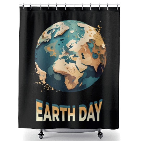 Earth Day: unique illustration earth design Shower Curtains