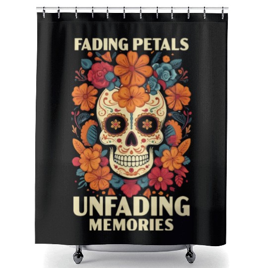Dia De Los Muertos Sugar Skull Mexican Holiday Shower Curtains