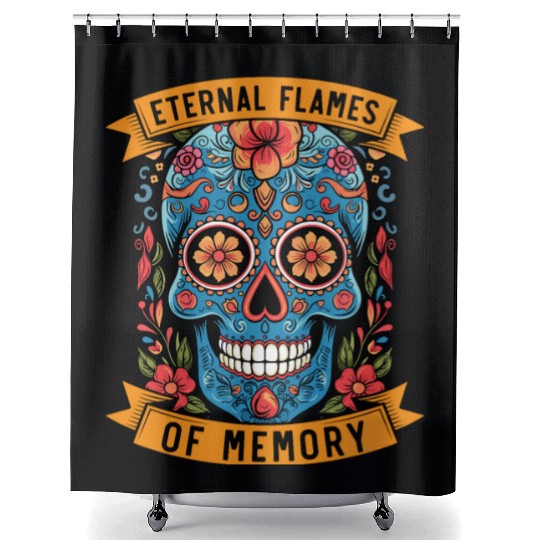 Dia De Los Muertos Sugar Skull Mexican Holiday Shower Curtains