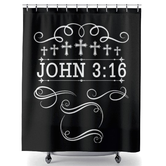 John 3:16 Love Jesus Christian Christmas Shower Curtains