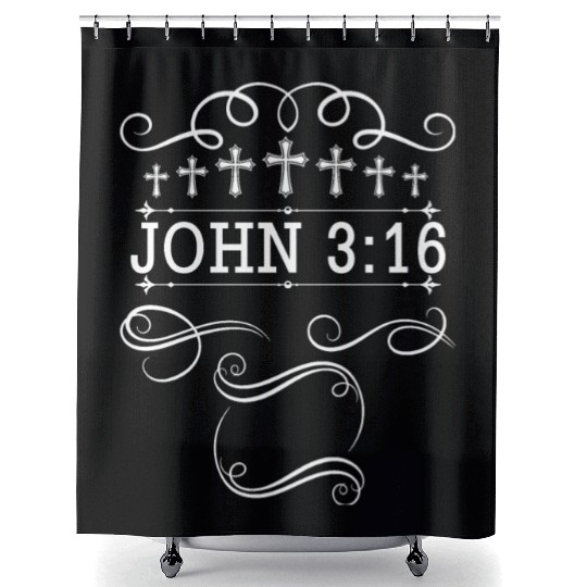 John 3:16 Love Jesus Christian Christmas Shower Curtains