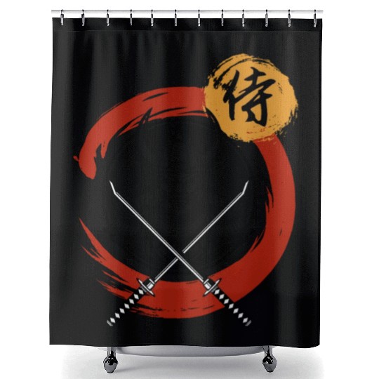 Samurai Warrior with Swords Shower Curtains