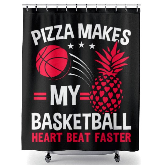 Pineapple Basketball Tropical Fruit Summer Sport Shower Curtains