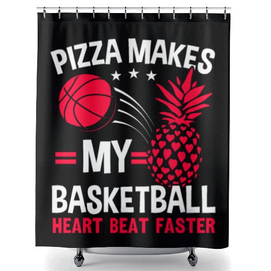 Pineapple Basketball Tropical Fruit Summer Sport Shower Curtains
