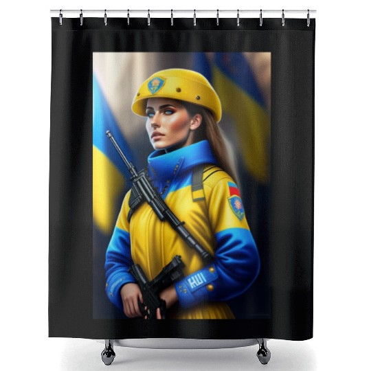 ukraine soldier art Shower Curtains